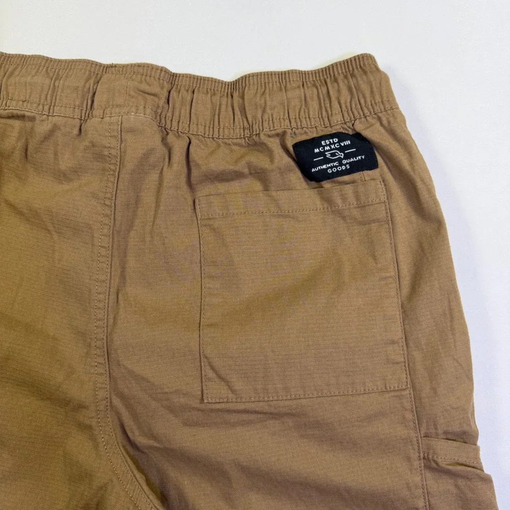 Tony Hawk Mens Khaki Brown Ripstop Cargo Shorts Elastic Waist Size Medium‎